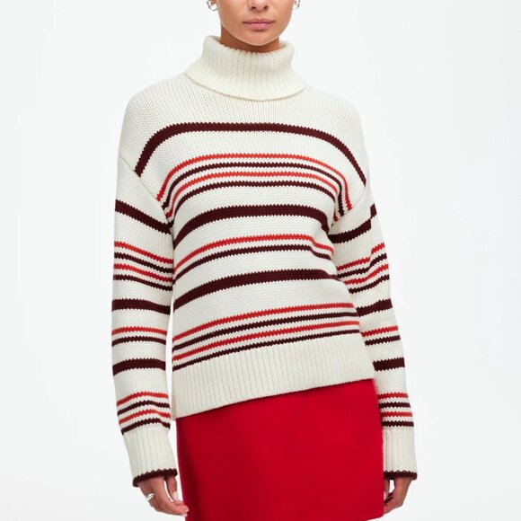 Madewell Striped Chunky Turtleneck Sweater - Picture 1 of 4